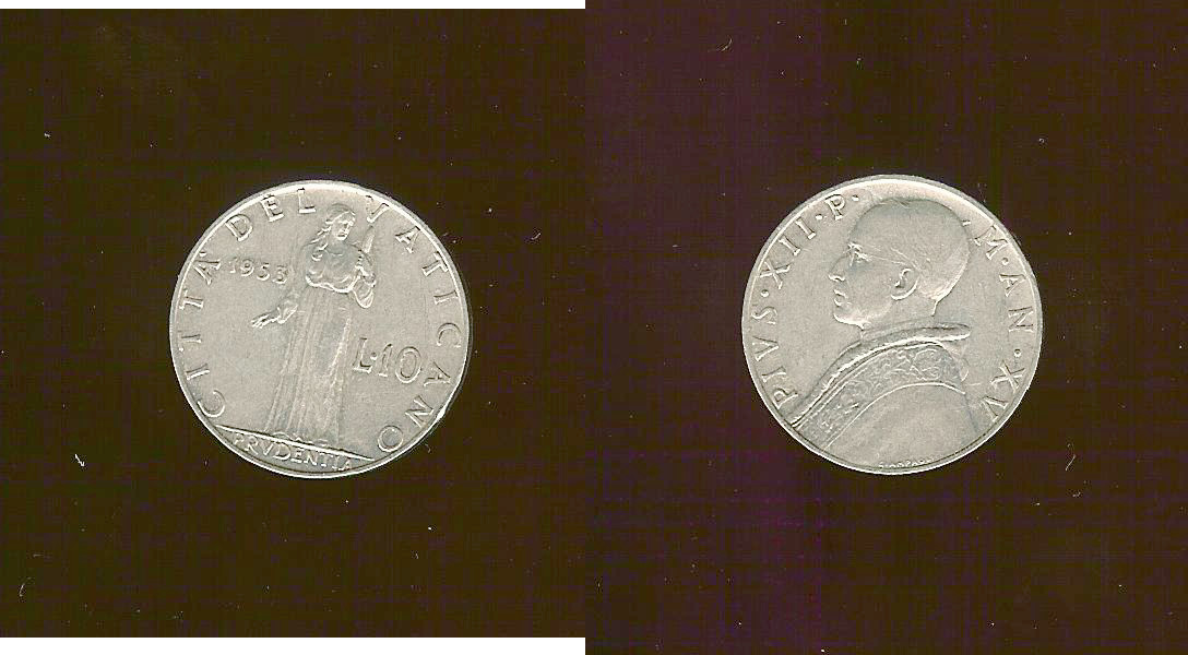 Italian Papal States 10 lira 1953 EF